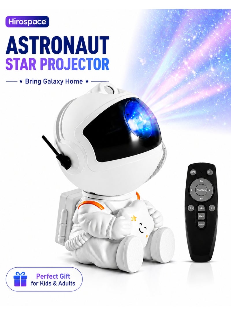 Hirospace Sitting Astronaut Hugging Star Projector Lamp with Remote Control, Rotating Galaxy Nebula LED Night Light, Space Starry Sky Projection Lamp for Bedroom Home Decor, Birthday Gift for Kids & Adults - Image 1