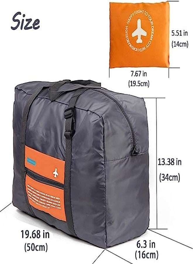 Mishrit Portable Large Capacity Folding Travel Bag Happy Flight Foldable Big Easy Carry On Luggage Packing Duffle Handbag Foldable Super Lightweight Storage Luggage Bag for Travel (Orange) - Image 4