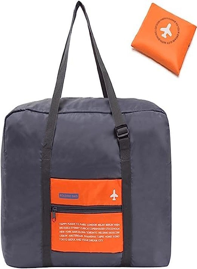 Mishrit Portable Large Capacity Folding Travel Bag Happy Flight Foldable Big Easy Carry On Luggage Packing Duffle Handbag Foldable Super Lightweight Storage Luggage Bag for Travel (Orange) - Image 1