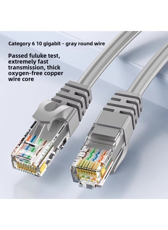 Generic Network Cable Apron Super Category 6 Super Category 5 Double Shielded Gigabit Home 10 Gigabit Computer Broadband Router Finished Network Cable-Color:[category 6 Oxygen-free Copper Has Passed Tests] Gray 100m Transmission Network Faster-Line Length:10m  - Image 1