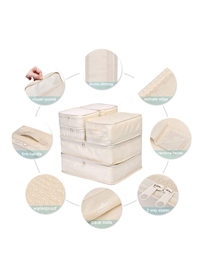 Generic Packing Cubes for Travel 6 Pcs Travel Cubes for Suitcase Lightweight Travel Essential Bag for Clothes Shoes Cosmetics Toiletries Organizers for Backpack on Short Trip Mesh Pouch Laundry Bag  - Image 2