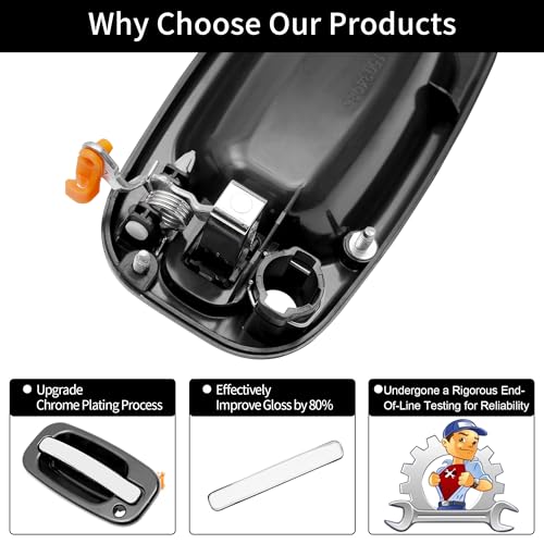 Gledewen مقابض أبواب خارجية، متوافقة مع شيفروليه سيلفرادو 1999-2007، سوبربان، تاهو، أفالانش، جي إم سي سييرا، يوكون، إسكاليد، ذهبي كروم، الجانب الأيسر والأيمن الأمامي | بديل# 15034985، 15034986 - Image 4