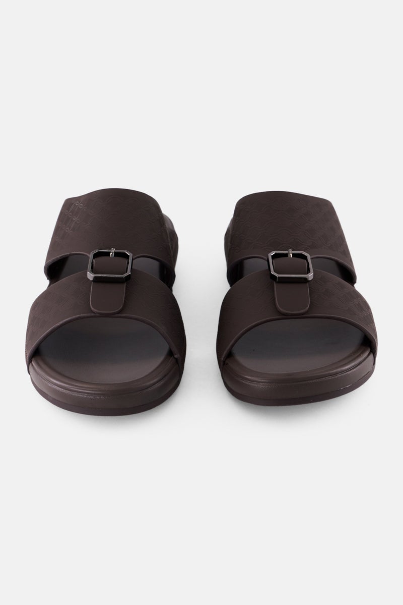 Algspar Men 2 Strap Slip On Arabic Sandals, Dark Brown  - Image 4
