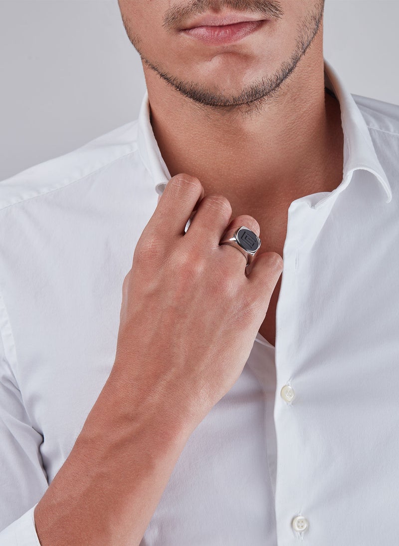 غاي لاروش خاتم غي لاروش من الستانلس ستيل للرجال ، فضي واسود ، Sz 58 ، 4TQ005ACN-58 - Image 3