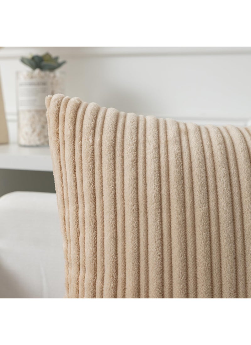 K KEVIN TEXTILE Kevin Textile Throw Pillow Covers Soft Corduroy Decorative Set of 2 Boho Striped Pillow Covers Pillowcases Farmhouse Home Decor for Couch Bed Sofa Living Room 26x26 Inch Beige  - Image 3