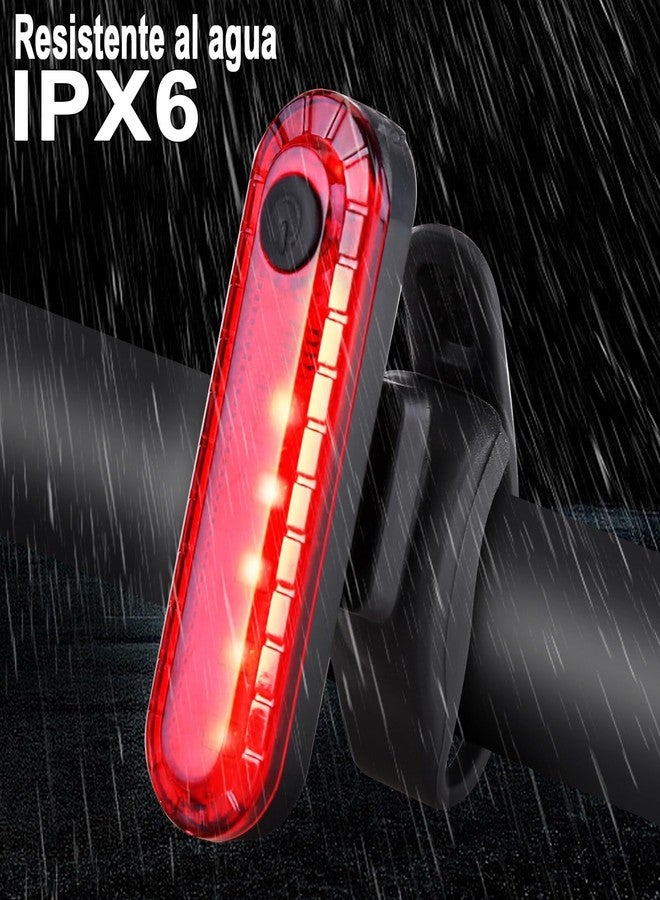 Eforcase مصباح خلفي للدراجة قابل لإعادة الشحن من إيفوركيس (قطعتان) - مصباح خلفي LED للدراجة قابل لإعادة الشحن عبر منفذ USB - مصباح خلفي أحمر للدراجة للقيادة الليلية، مصباح يدوي خلفي للدراجة مع 4 أوضاع إضاءة - Image 4