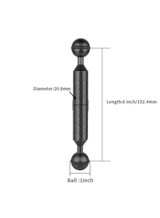 BGNing One Inch Double Ball Head Ultra Light Carbon Fiber Lamp Arm Diameter 20.8mm Diving Extension Accessories-Color:6 Inches-Black  - Image 1