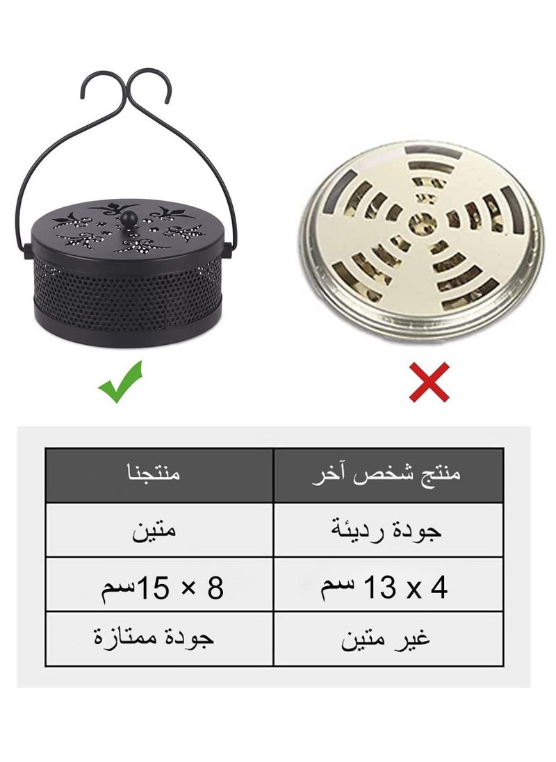 NOAEOU Portable Mosquito Coil Holder, Mosquito Coil Box with Round Handle, Fireproof and Scaldproof, Incense Burner Holder, Mosquitoes Repellent Burning With Handle for Home Outdoor Pool-Side Patio Camping (Black)  - Image 4