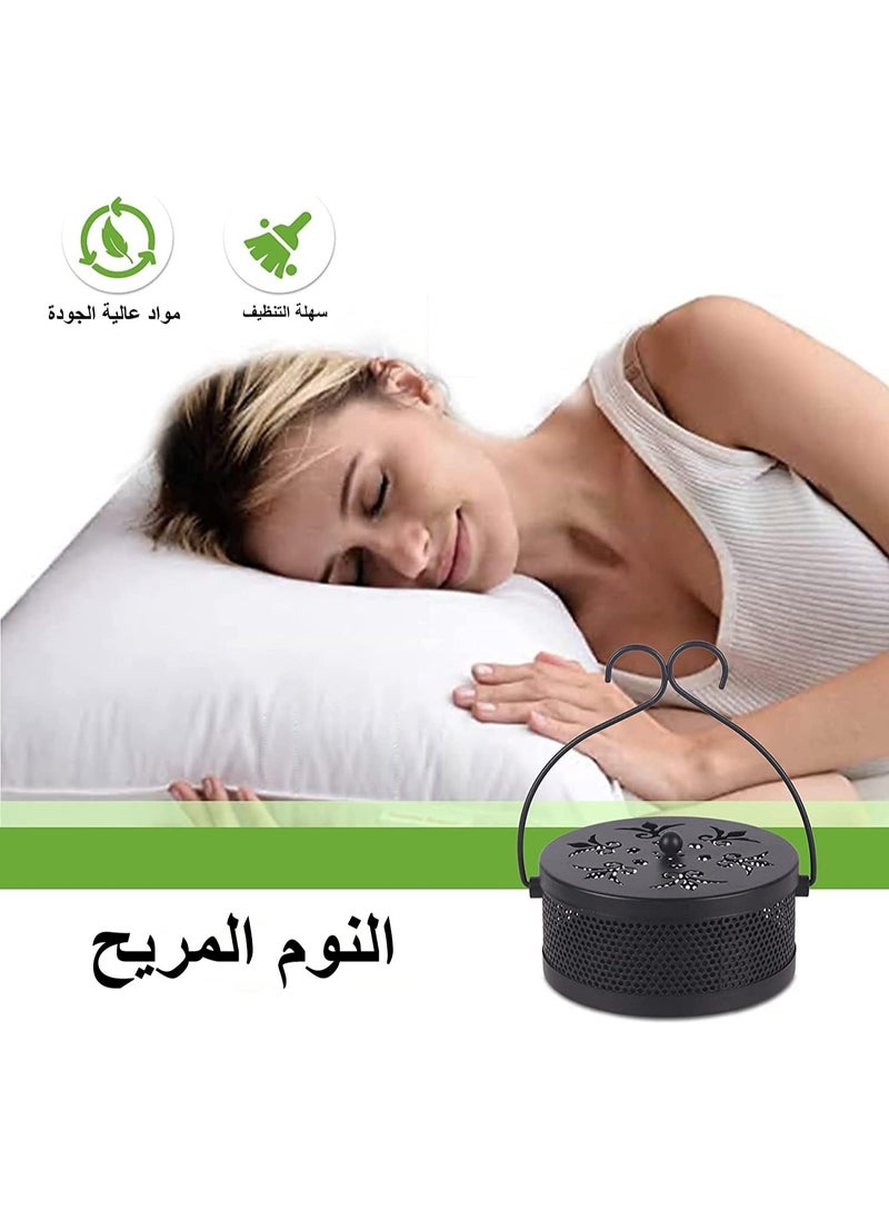 NOAEOU Portable Mosquito Coil Holder, Mosquito Coil Box with Round Handle, Fireproof and Scaldproof, Incense Burner Holder, Mosquitoes Repellent Burning With Handle for Home Outdoor Pool-Side Patio Camping (Black)  - Image 5