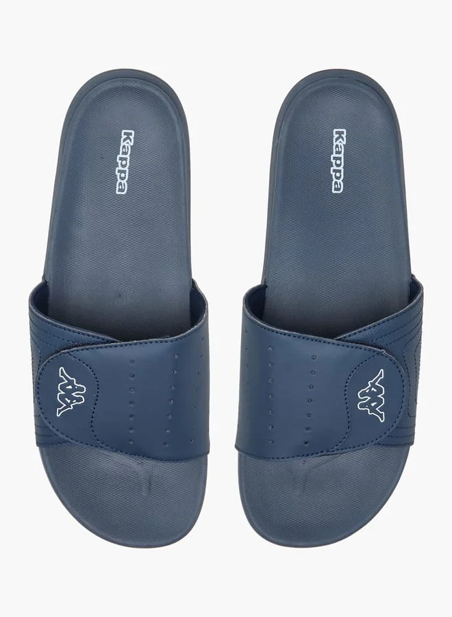 Kappa Men's Logo Print Slides With Hook And Loop Closure