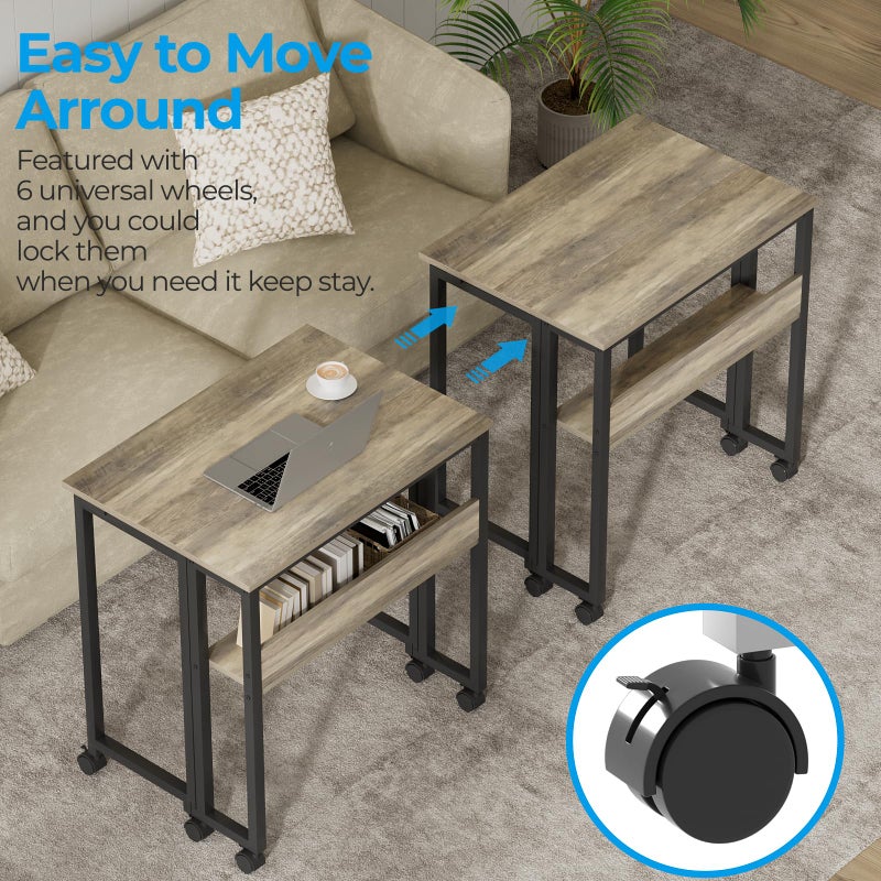 GreenForest Folding Desk Small Rolling Desk with Storage Shelf,31.5 inch Foldable Computer Desk with Wheels for Small Space,Easy Assembly,Grey Wash - Image 3