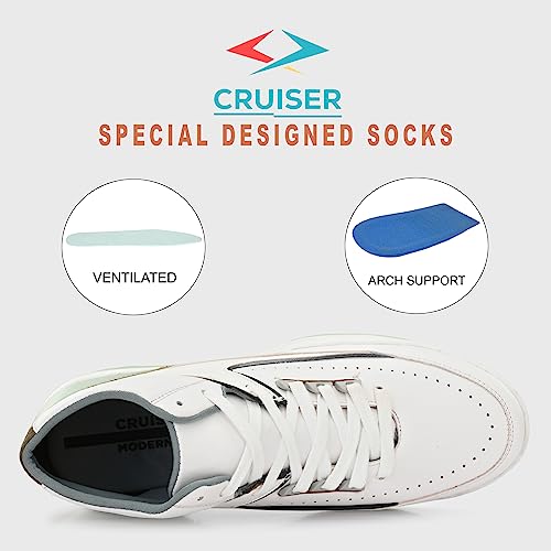 Cruiser Men's White High-Neck Sneakers | Lightweight & Comfortable | Ideal for Walking, Gym, and Casual Wear, 9 UK - Image 3