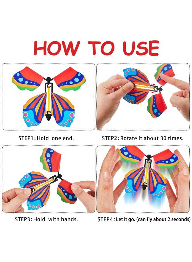 Sumind 5 Pcs Flying Butterfly Wind up Magic Butterfly Cards Surprise Insert Fly Toys Rubber Band Butterflies Toys for Explosion Box Colorful Bookmark Gifts - Image 3