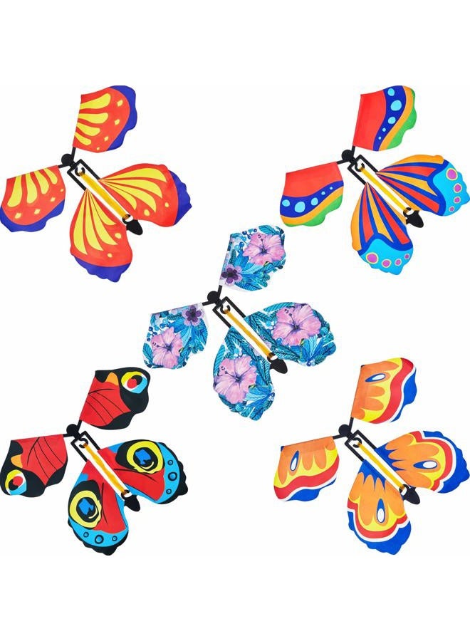 Sumind 5 Pcs Flying Butterfly Wind up Magic Butterfly Cards Surprise Insert Fly Toys Rubber Band Butterflies Toys for Explosion Box Colorful Bookmark Gifts - Image 1