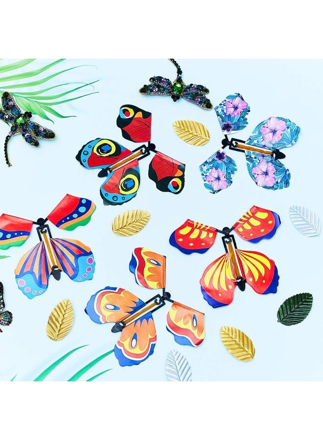Sumind 5 Pcs Flying Butterfly Wind up Magic Butterfly Cards Surprise Insert Fly Toys Rubber Band Butterflies Toys for Explosion Box Colorful Bookmark Gifts - Image 4