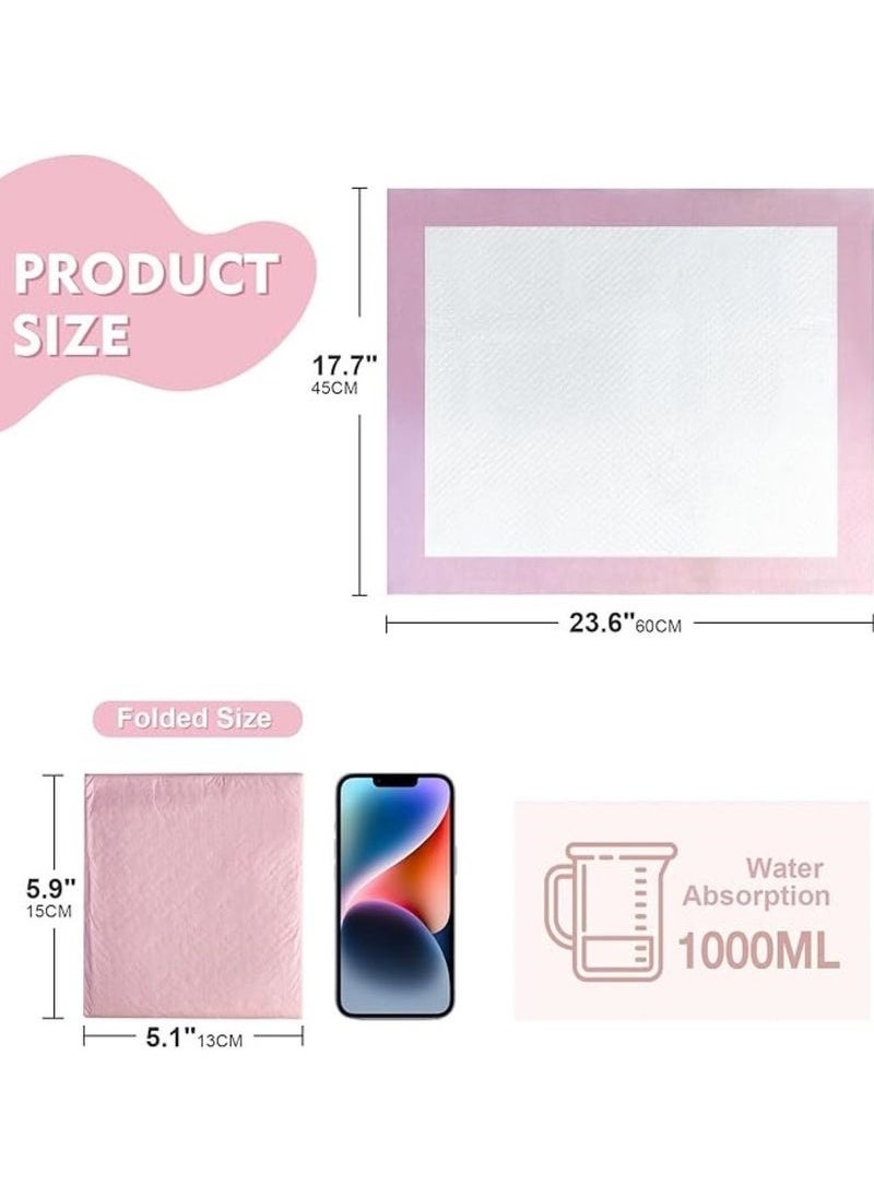 MIXDE 50 Pieces Baby Disposable Changing Mats,Waterproof Baby Changing Pads, 45x60 cm, Highly Absorbent Leakproof Changing Pad Baby, Ultra soft Diaper Changing Mat Underpads for Baby Pink  - Image 2