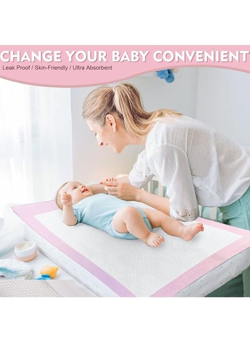 MIXDE 50 Pieces Baby Disposable Changing Mats,Waterproof Baby Changing Pads, 45x60 cm, Highly Absorbent Leakproof Changing Pad Baby, Ultra soft Diaper Changing Mat Underpads for Baby Pink  - Image 3