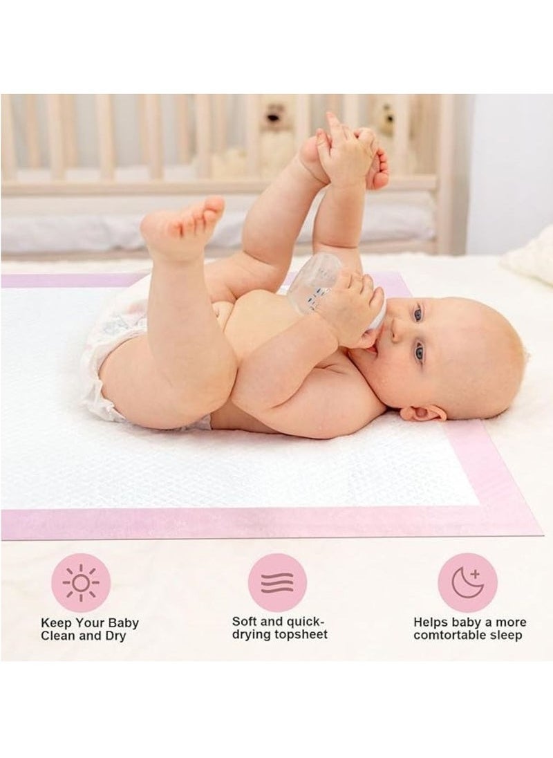 MIXDE 50 Pieces Baby Disposable Changing Mats,Waterproof Baby Changing Pads, 45x60 cm, Highly Absorbent Leakproof Changing Pad Baby, Ultra soft Diaper Changing Mat Underpads for Baby Pink  - Image 4