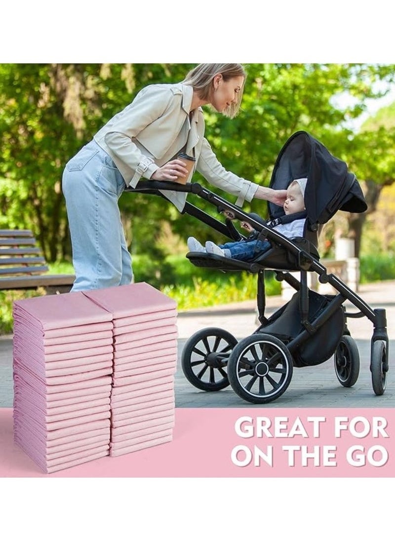 MIXDE 50 Pieces Baby Disposable Changing Mats,Waterproof Baby Changing Pads, 45x60 cm, Highly Absorbent Leakproof Changing Pad Baby, Ultra soft Diaper Changing Mat Underpads for Baby Pink  - Image 5