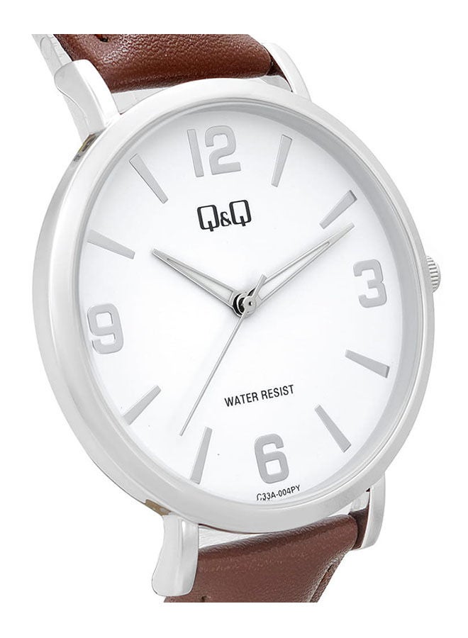 كيو آند كيو ساعة يد من الجلد بعقارب C33A-004PY - Image 2