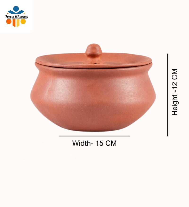 Terra Charms Clay Handi for Joyful Clay: The Handi That Celebrates Krishna's Arrival Clay Pot Cooking & Serving Makhan Mishari Hand Craft Making Curd Bowl Pack of 1Pcs in 1800ML… (Large) - Image 3
