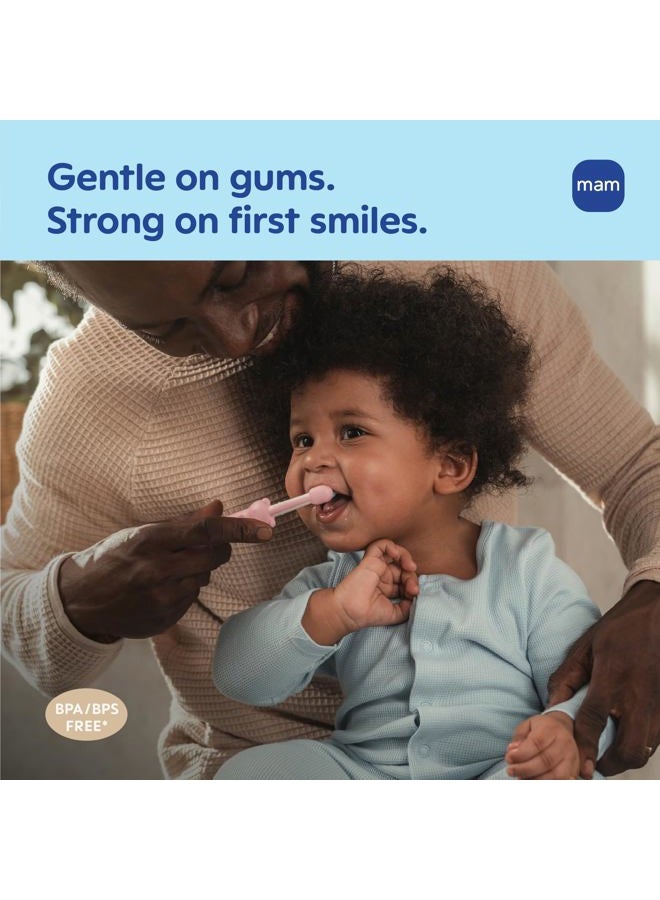 MAM Learn to Brush Set (1 Baby's Brush Toothbrush, 1 Training Brush, 1 Safety Shield), Baby Toothbrushes with Brushy The Bear, Interactive App, for Boys 5+ Months - Image 3