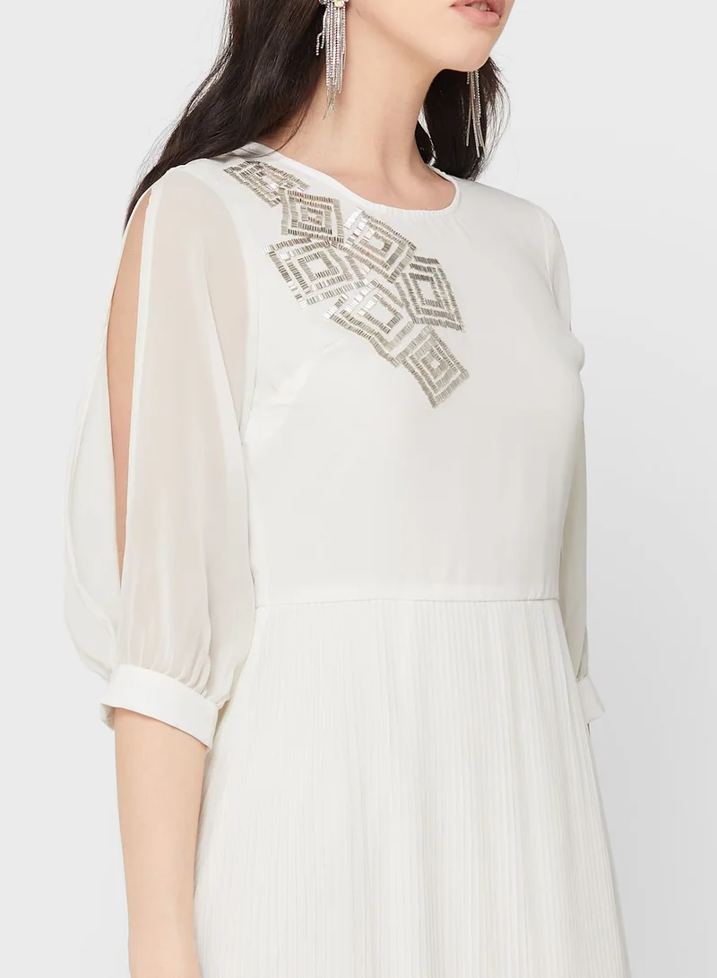 Khizana Embellished Waist A-Line Dress