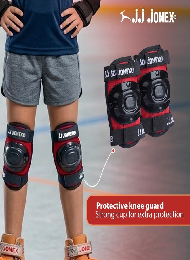 Jonex JJ Jonex Kids Adjustable Skates Combo Set with Helmet, Knee & Elbow Pads, Gloves, Bag, Key - Black/Red - Suitable for Age 6-11 Medium Size - Image 2