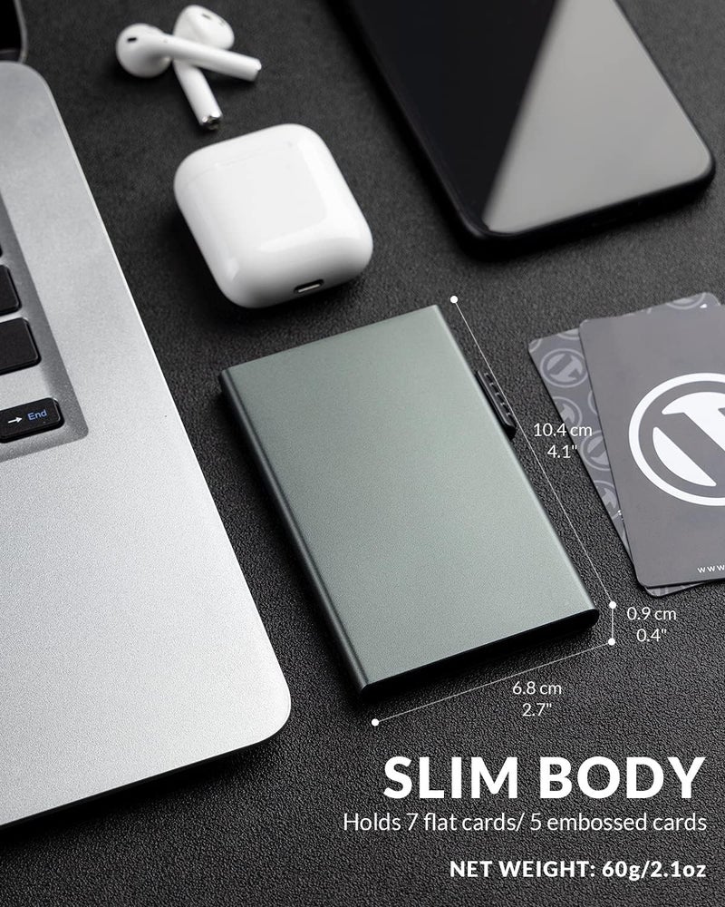 KASTWAVE Card Wallet Pop Up Card Holder Credit Card Holder Rfid Blocking Minimalist Slim Metal Case For Men Women (Space Grey) - Image 2