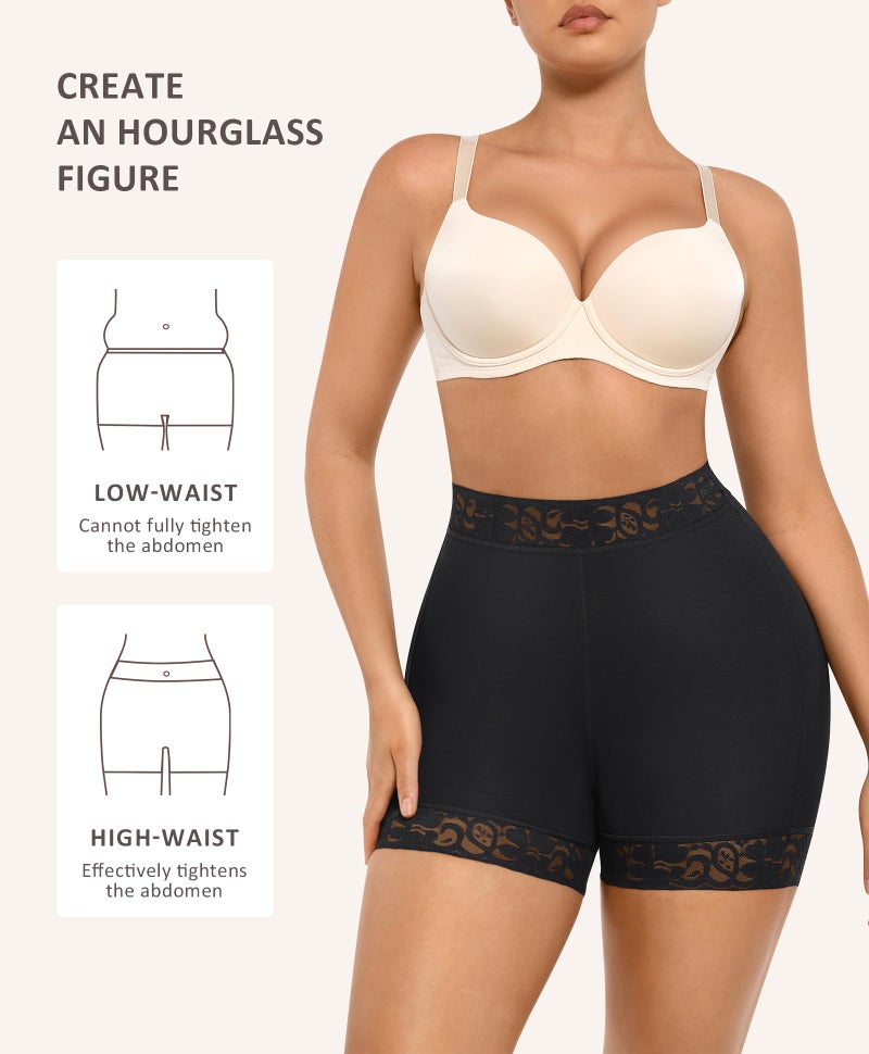 FeelinGirl Body Shaper Panty Tummy Control Shapewear Middle Waist Shorts Butt Shaper Black M - Image 3