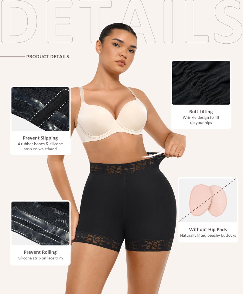 FeelinGirl Body Shaper Panty Tummy Control Shapewear Middle Waist Shorts Butt Shaper Black M - Image 4