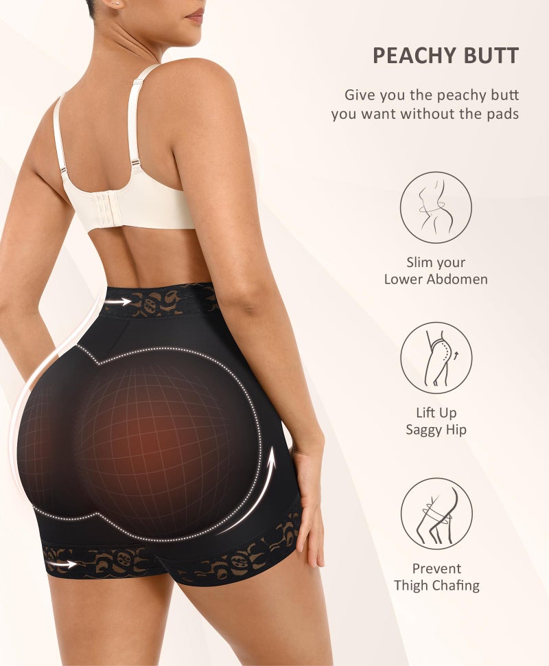 FeelinGirl Body Shaper Panty Tummy Control Shapewear Middle Waist Shorts Butt Shaper Black M - Image 2