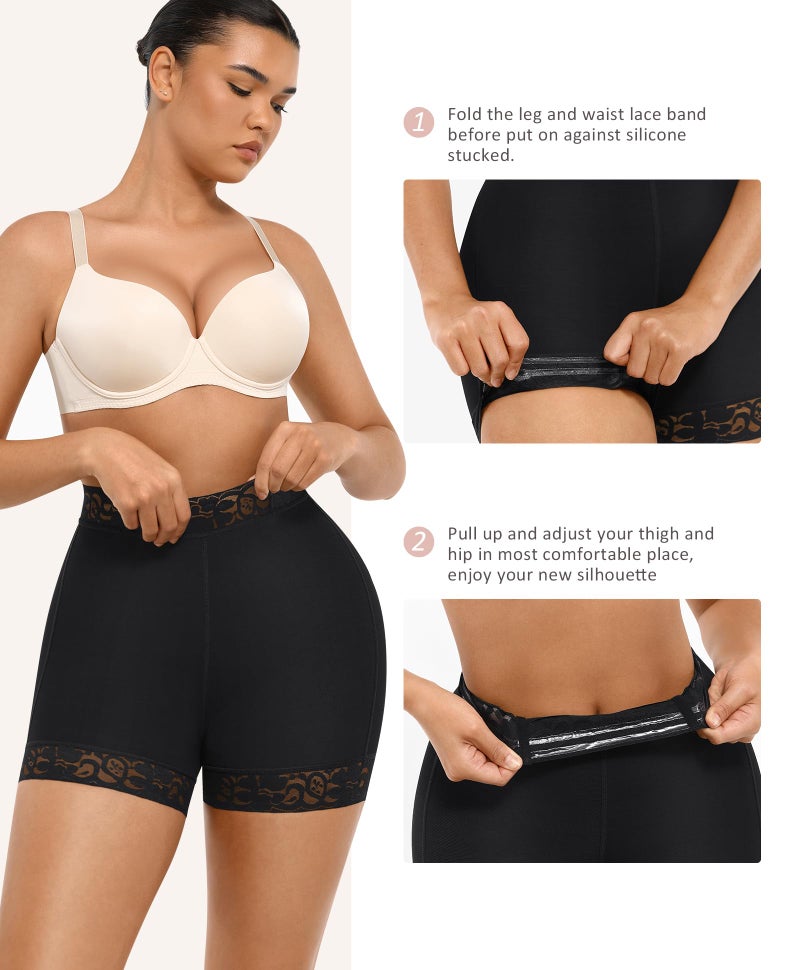 FeelinGirl Body Shaper Panty Tummy Control Shapewear Middle Waist Shorts Butt Shaper Black M - Image 5