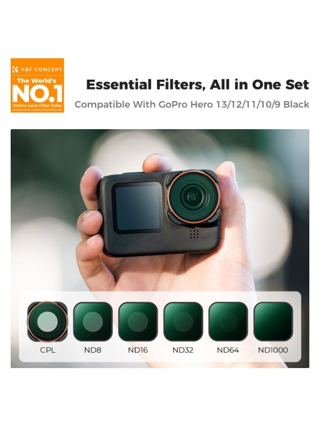 K&F CONCEPT Variable ND Filter Set Compatible with GoPro Hero 13 Black, ND2-32 & ND32-512 Neutral Density Light Reduction Filters for Go Pro Hero 12/11/10/9 Black, Multi Coated HD Optical Glass - Image 3