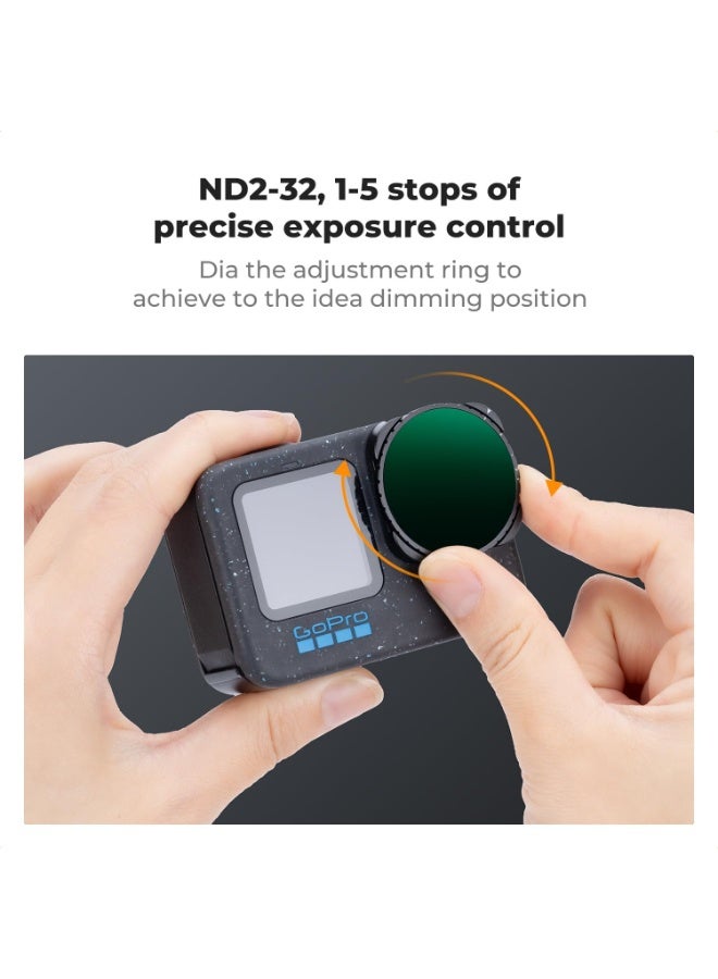 K&F CONCEPT Variable ND Filter Set Compatible with GoPro Hero 13 Black, ND2-32 & ND32-512 Neutral Density Light Reduction Filters for Go Pro Hero 12/11/10/9 Black, Multi Coated HD Optical Glass - Image 4