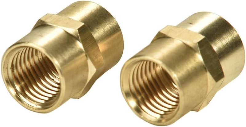 Sanpaint 2 Pack 1/4" x 1/4" NPT Coupler, Brass Female Pipe Fitting (1/4" x 1/4" NPT Female, 2) - Image 1