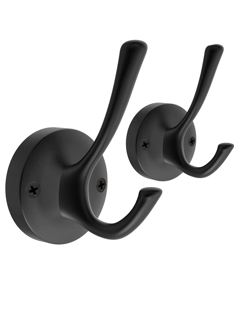 Y&D Coat Hooks, 2 Pack Towel Hook Heavy Duty Metal Double Bath Robe Wall Mounted, Hand Hooks for Cubicle Bathroom Kitchen Closet Garage - Image 1