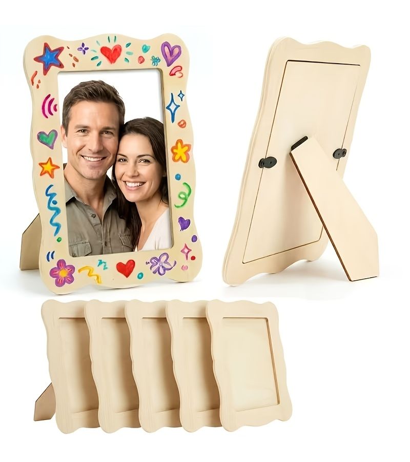 Unfinished Wooden Photo Frame Craft Kit DIY Home Decoration Party Activity 1pc - Image 1
