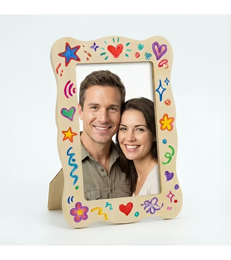 Unfinished Wooden Photo Frame Craft Kit DIY Home Decoration Party Activity 1pc - Image 4