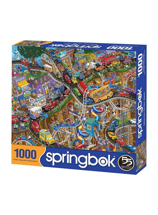Springbok - Getting Away - 1000 Piece Jigsaw Puzzle- Cartoon Illustration of Transportation to Challenge Your Brain - Image 2