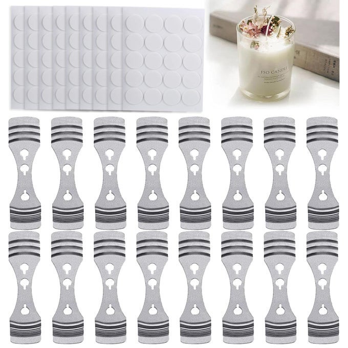 20PCS CANDLE WICK HOLDER 180PCS CANDLE WICK STICKERS SILVER STAINLESS STEEL CANDLE WICK CENTERING DEVICES CANDLE MAKING SUPPLIES FOR CANDLE MAKING CANDLE DIY