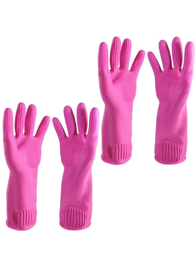 Primeway Primeway® Latex Biodegradable Anti-Microbial 14.5" Multipurpose Long Hand Gloves, 2 Pairs, Pink (Medium) - Image 1