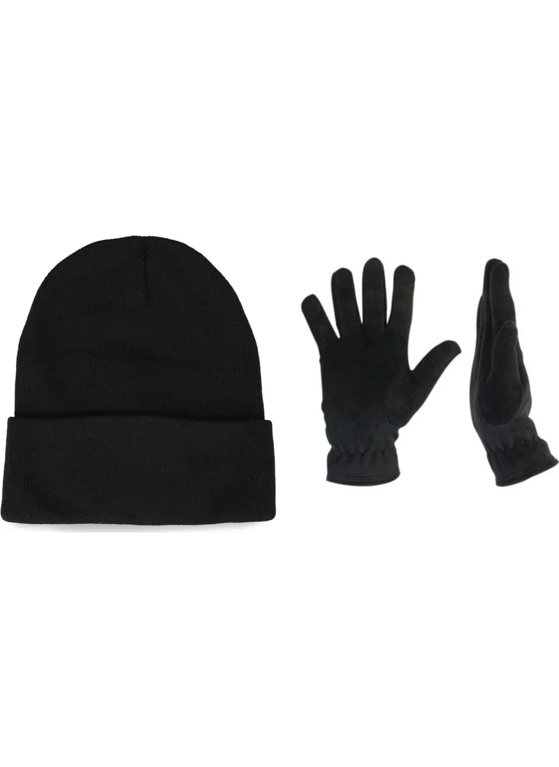 بيليفانتي كولكشن Unisex Fleece Gloves & Beret Black Set