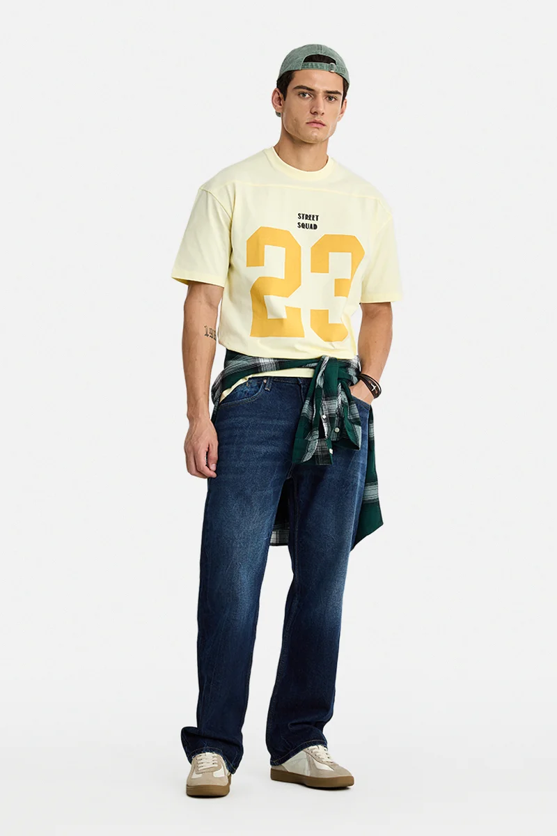 SNITCH Dark Blue Solid Straight Fit Casual Jeans