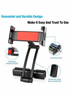 Excefore Car Headrest Tablet Mount Holder,[Travel Companion] 360° Rotation iPad Car Holder Back Seat for Tablets, Cell Phone and More 4.7-12.9" Devices, All from 5”-13”-Black  - Image 3