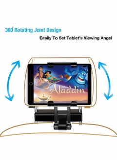 Excefore Car Headrest Tablet Mount Holder,[Travel Companion] 360° Rotation iPad Car Holder Back Seat for Tablets, Cell Phone and More 4.7-12.9" Devices, All from 5”-13”-Black  - Image 2