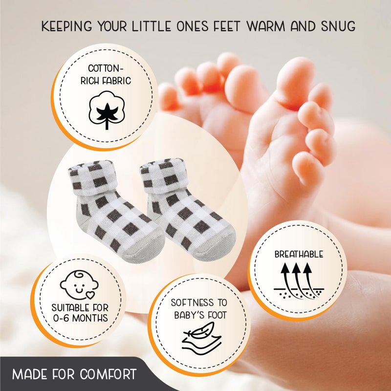 infancie Baby Socks 0-6 Months 12 Pairs â€“ Soft and Comfortable Baby Boy Socks 0-6 Months, Premium Sock Baby, Gift for Newborn Boys - Image 3