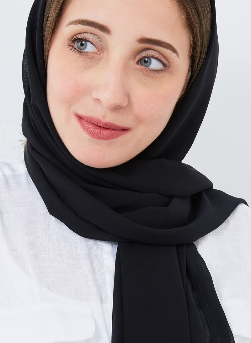 Scarf Collections Solid Chiffon Scarf Black - Image 2