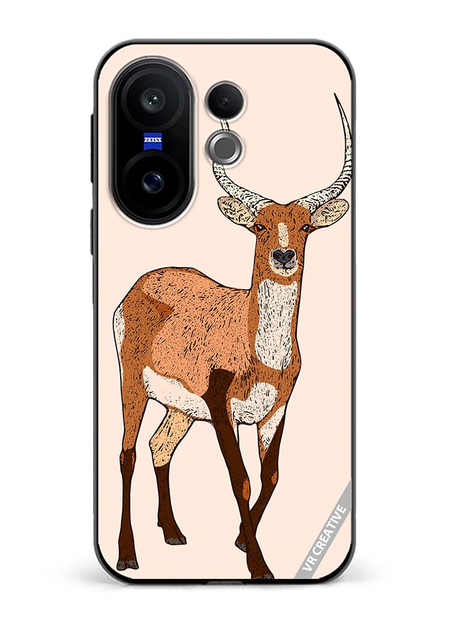 Protective Case Cover For Vivo X200 FE Red Lechwe, Deer Engraved Design Multicolour