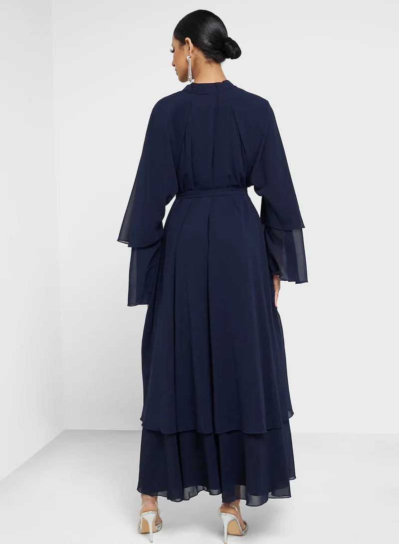 Khizana Layered Hem Abaya